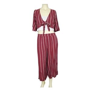 Striped Burgundy Women's Jumpsuit